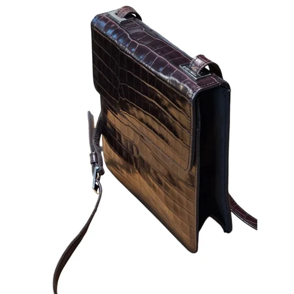 Enzo Angiolini Croc-Embossed Crossbody Bag in Brown - Picture 3 of 16